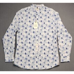 NEW Crosby & Howard Mens Size Large Long Sleeve Button-up Blue Floral‎ Print